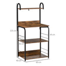 Mobile Cucina 4 Ripiani 60x40x125 cm in Acciaio e Legno