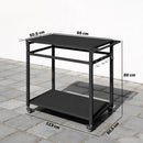 Carrello Barbecue 113x50,5x88 cm 2 Ripiani Supporto Pizza Portasacchi e Ganci in Metallo e Acciaio Nero      