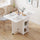 Tavolo Pieghevole Salvaspazio Anta a Ribalta 120x77x75 cm con Ruote in Legno Bianco