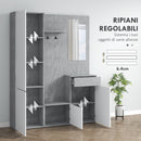 Mobile Guardaroba per Ingresso con Specchio Appendiabiti e Armadio 145x29x184 cm Grigio e Bianco  