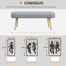 Panca Fondoletto 114x38x45 cm in Tessuto Grigio