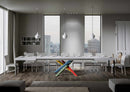 Tavolo Allungabile 120/380x90 cm Volantis Bianco Frassino Gambe Multicolore 4/B      