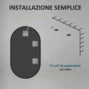 Specchio da Bagno Ovale da Parete 60x90 cm con Cornice in Alluminio Nero   