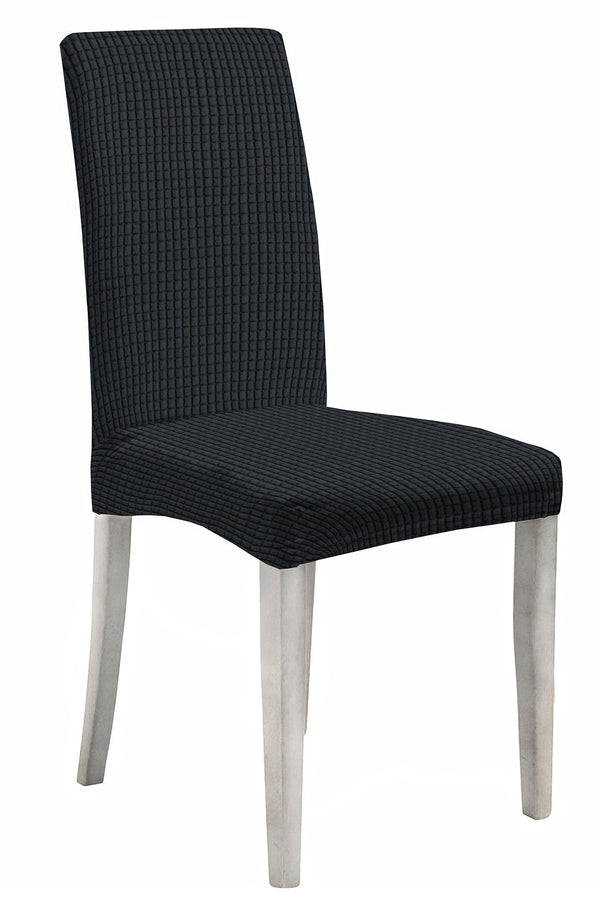 Set 2 Coprisedie con Schienale Elasticizzati in Poliestere Leslie Grigio Scuro prezzo