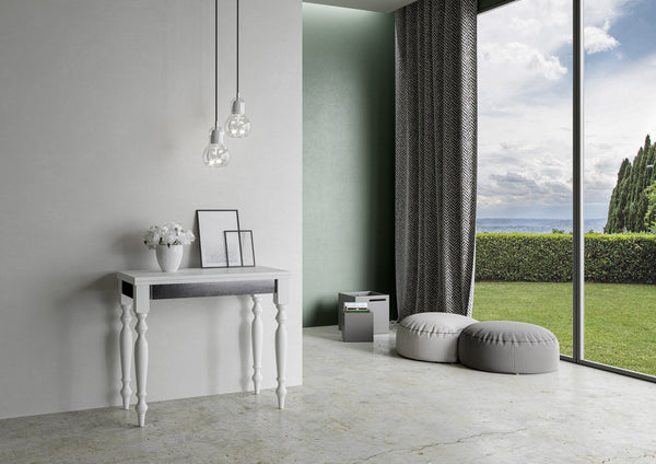 online Consolle Allungabile 90x45-90x80 cm in Nobilitato Bianco