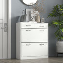 Mobile Scarpiera da 12 Paia 80x30x91,5 cm con 2 Ripiani Interni Regolabili e 2 Cassetti in Legno Bianco      