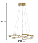 Lampadario LED Glovy Gold Ø55x120 cm in Alluminio e Ferro e PVC Oro e Bianco      