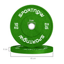 Set 2 Dischi Pesi da 10kg in Gomma con Foro da 2"/5 cm per Manubri e Bilancieri Verde    