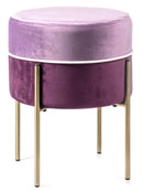 Pouf Imbottito Ø41x40 cm in Velluto Viola e Lilla