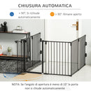 Recinto per Cani Gatti Pieghevole 362,5x2x76 cm 6 Sezioni in Acciaio Nero