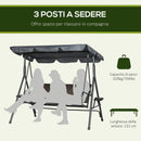 Dondolo  204x112x150 cm in Acciaio e Rattan PE Grigio e Marrone