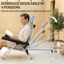 Set 2 Sedie a Sdraio Pieghevoli 62x61x80 cm Reclinabili su 4 Posizioni con Poggiatesta in Alluminio Grigio      