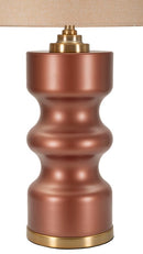 Lampada da Tavolo Rosenthal Ø40,5x69,5 cm in Vetro e Ferro e Tessuto Marrone e Oro      
