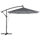Ombrellone a Sbalzo 3 m con Luci LED Solari da Giardino in Metallo e Poliestere Grigio      