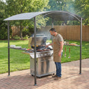 Gazebo per Barbecue 245x152x218 cm con 2 Mensole Laterali e Ganci in Acciaio e Poliestere Grigio Scuro      
