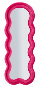 Specchio da Muro Miki Velluto Fuxia 60x4x160 cm in MDF e Poliestere e Specchio Fucsia      