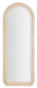 Specchio da Muro Cloe Velluto Crema 60x4x160 cm in MDF e Poliestere e Specchio Crema      