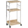 Mobile Supporto per Stampante a 3 livelli 43x30x82 cm con Ruote e Ganci in Legno e Metallo Naturale