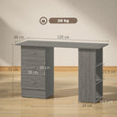 Scrivania Moderna con 3 Cassetti e 3 Ripiani per Camera e Ufficio, in Legno, 120x49x72 cm, Grigio      