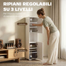 Mobile Multimediale Slim 27x30x132 cm a 5 Ripiani con Ripiani Regolabili Bianco      