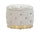 Puff Contenitore Rich Crema Ø55x42 cm in Legno Spugna Poliestere e Acciaio Crema e Oro
