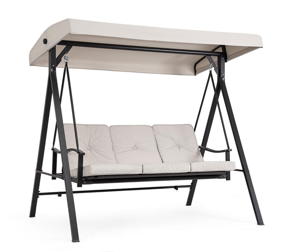 Dondolo da Giardino 3 Posti Schienale Ribaltabile con Cuscini 185x110x163h cm in Acciaio e Poliestere Taurus Grigio Chiaro acquista