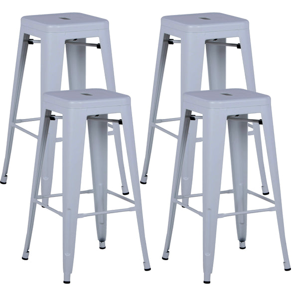 acquista Set 4 Sgabelli da Bar Alto in Metallo Victoria Bianco