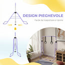 Sbarra Ginnastica Artistica per Bambini 148x105x88-128 cm ad Altezza Regolabile con 2 Anelli in Acciaio Viola      