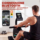 Vogatore Domestico 135x42x72 cm 16 Livelli Resistenza Bluetooth APP in Metallo e ABS Nero      