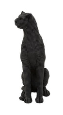Statua Leopardo Seduto Nero 15x10x27 cm in Poliresina