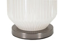 Lampada da Tavolo Brighty Ø37,5x65 cm in Vetro e Ferro e Tessuto Bianco e Grigio      