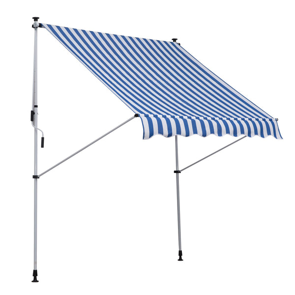 Tenda da Sole a Muro 200x150 cm con Pali di Supporto Blu sconto