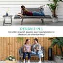 Divano da Giardino 2 Posti con Imbottitura e Braccioli Ribaltabili 129x63x67 cm in Rattan Grigio