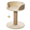 Albero Tiragraffi per Gatti con Lettino 40x40x49 cm Palo in Juta e Pallina Appesa Beige