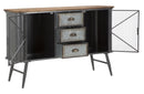 Mobile Illinois 120x35x77 cm in Ferro e Legno di Abete Grigio e Grigio e Naturale