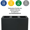 Pattumiera per Raccolta Differenziata 3 Scomparti 180 L 90x30x96 cm in Acciaio Verniciato Antracite