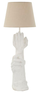 Lampada da Tavolo Life Ø35x93 cm in Resina e Ferro e Tessuto Bianco      