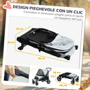 Passeggino per Cani Taglia Grande 124x67x100 cm Pieghevole con Finestre a Rete e Guinzagli Grigio  