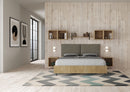 Letto Matrimoniale con Alzata Comoda Struttura Quercia con Cuscini in Similpelle Antea Cappuccino Varie Misure