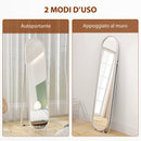 Specchio a Figura Intera da Terra 40x4x160 cm con Supporto Pieghevole in Vetro e Metallo Argento      