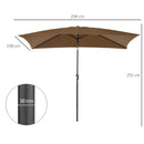 Ombrellone da Giardino 200x300 cm Rettangolare con Manovella e Angolazione Regolabile in Poliestere Caffè      