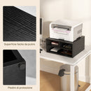 Mobile Porta Stampante con 3 Ripiani a 2 Livelli 47x40x22,5 cm in Truciolato Nero  