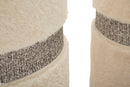 Puff con Contenitore Saint-moritz Crema Set 2 Pz Ø40x47 cm - Ø32x38 cm in MDF e Spugna e Poliestere Crema      