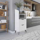 Mobile Multiuso 60x36x136 cm con 2 Cassetti e 1 Ripiano in Melamina Bianco Effetto Legno      