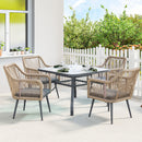 Set 2 Sedie da Giardino 54x65x80 cm con Cuscini e Braccioli in Acciaio e Rattan PE Grigio Scuro      