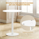 Tavolo da Pranzo Rotondo per 2 Persone Ø60x72 cm in Acciaio Bianco  
