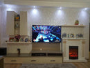 Camino Elettrico da Pavimento 102x110x30 cm Effetto Fiamma 1600W Calisto & Corsica Bianco