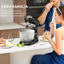 Impastatrice Planetaria da 4.5L a 6 Velocità 35x22x29 cm Ciotola in Acciaio Inox Nero   