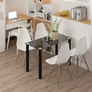 Tavolo Rettangolare 120x60x75 cm in Metallo e Vetro Temperato Nero