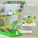 Gabbia per Criceti a 5 Piani 47x30x59 cm con Tubi Ruota Casetta e Accessori Verde      